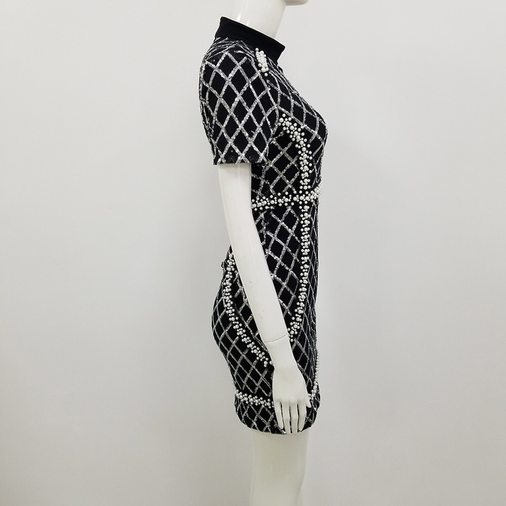 Black Pearls and Sequence embroidery Dress 👗 - Picture 4 of 5